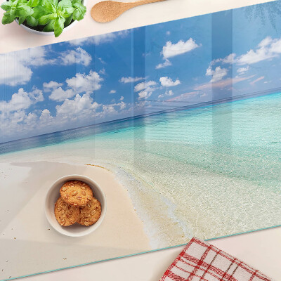 Planche à découper en verre Plage avec ciel bleu