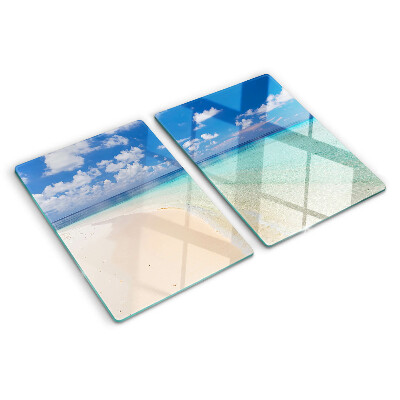 Planche à découper en verre Plage avec ciel bleu