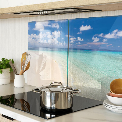 Planche à découper en verre Plage avec ciel bleu