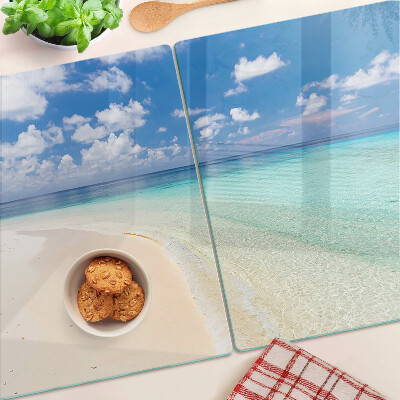 Planche à découper en verre Plage avec ciel bleu