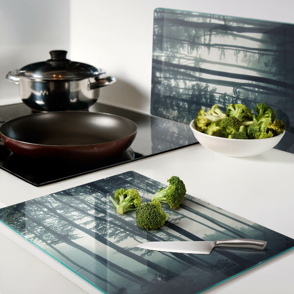 Planche à découper verre Forêt dans le brouillard
