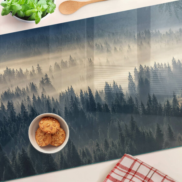 Planche à découper verre Paysage de forêt brumeuse