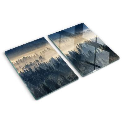Planche à découper verre Paysage de forêt brumeuse