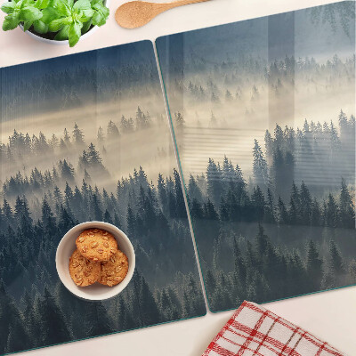 Planche à découper verre Paysage de forêt brumeuse