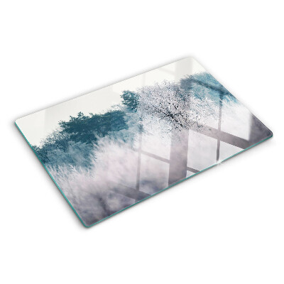 Planche à découper verre Paysage d'hiver avec des arbres
