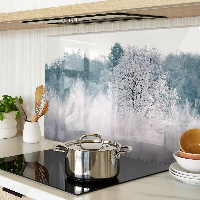 Planche à découper verre Paysage d'hiver avec des arbres
