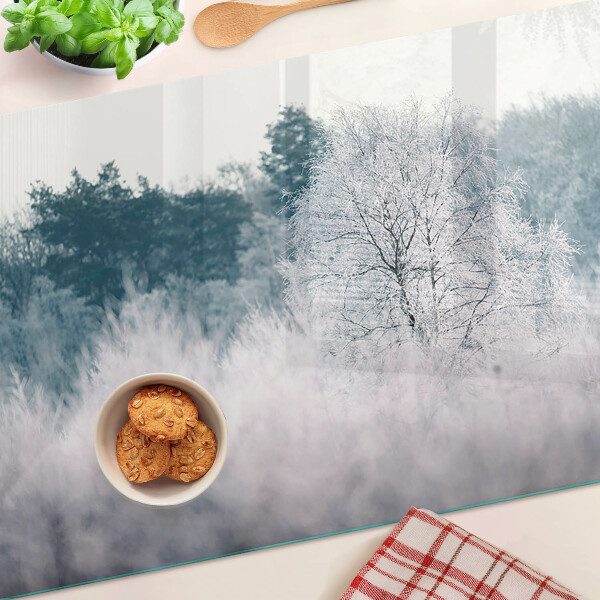 Planche à découper verre Paysage d'hiver avec des arbres