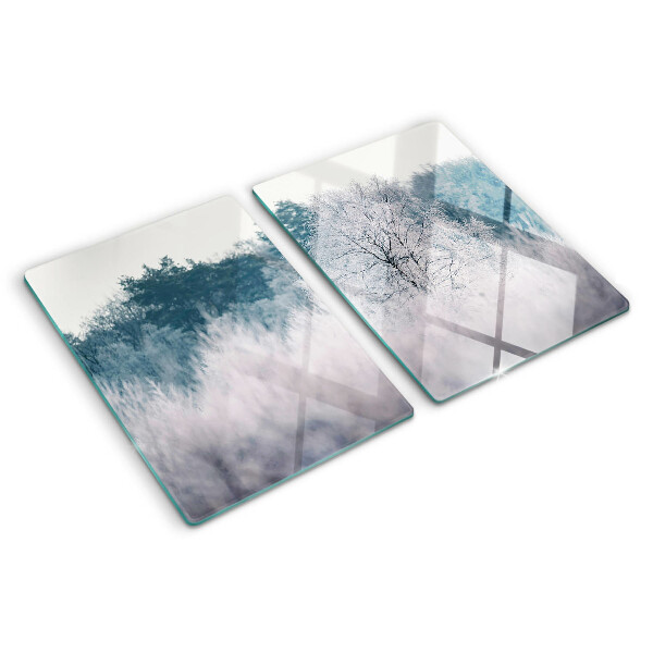 Planche à découper verre Paysage d'hiver avec des arbres