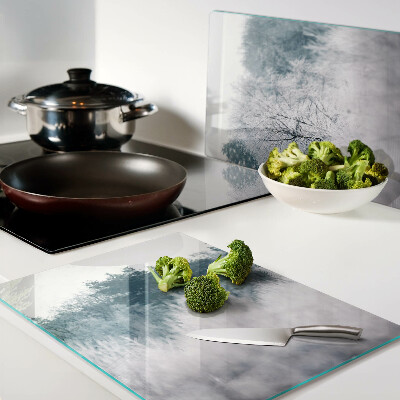 Planche à découper verre Paysage d'hiver avec des arbres
