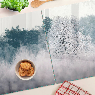 Planche à découper verre Paysage d'hiver avec des arbres
