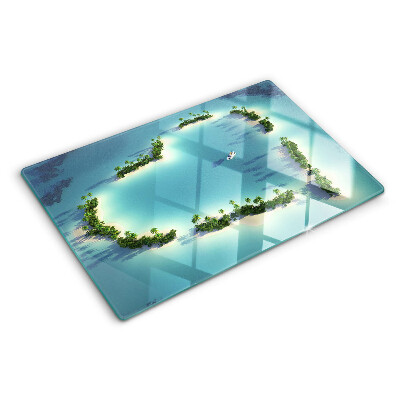 Planche à découper en verre Une île paradisiaque avec des palmiers