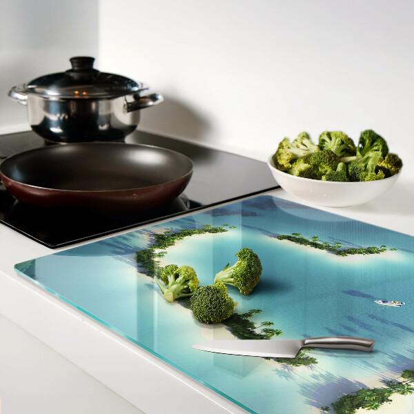 Planche à découper en verre Une île paradisiaque avec des palmiers