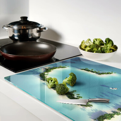 Planche à découper en verre Une île paradisiaque avec des palmiers