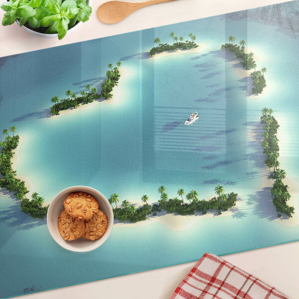 Planche à découper en verre Une île paradisiaque avec des palmiers