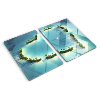 Planche à découper en verre Une île paradisiaque avec des palmiers