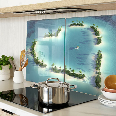 Planche à découper en verre Une île paradisiaque avec des palmiers