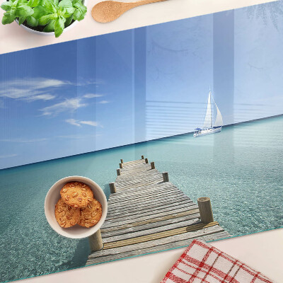 Planche à découper en verre Jetée sur la mer turquoise