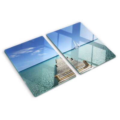 Planche à découper en verre Jetée sur la mer turquoise