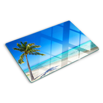 Planche à découper en verre Plage avec un palmier