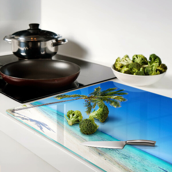 Planche à découper en verre Plage avec un palmier