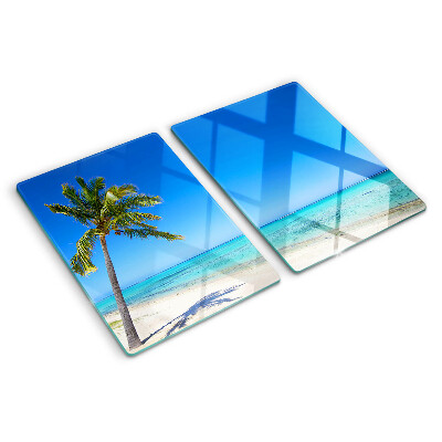 Planche à découper en verre Plage avec un palmier