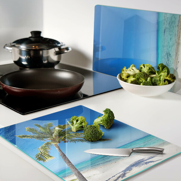 Planche à découper en verre Plage avec un palmier