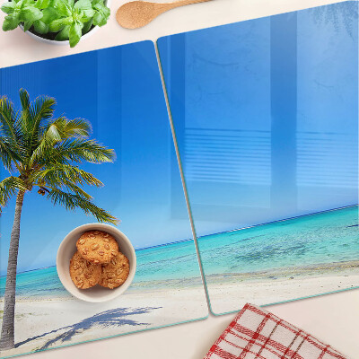 Planche à découper en verre Plage avec un palmier