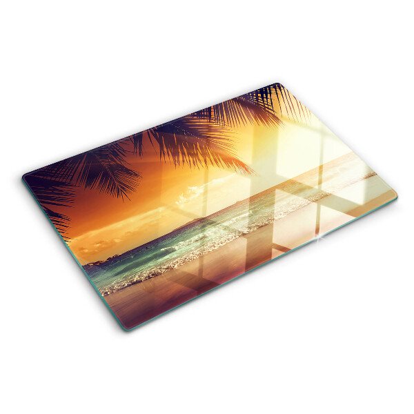 Planche à découper verre Coucher de soleil sur la plage
