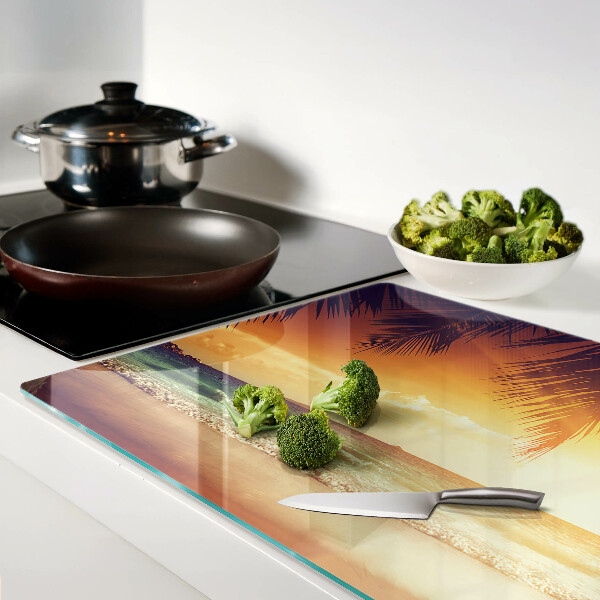 Planche à découper verre Coucher de soleil sur la plage