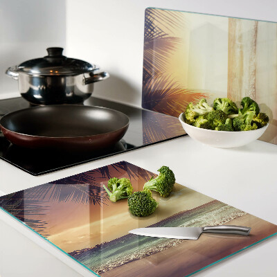 Planche à découper verre Coucher de soleil sur la plage