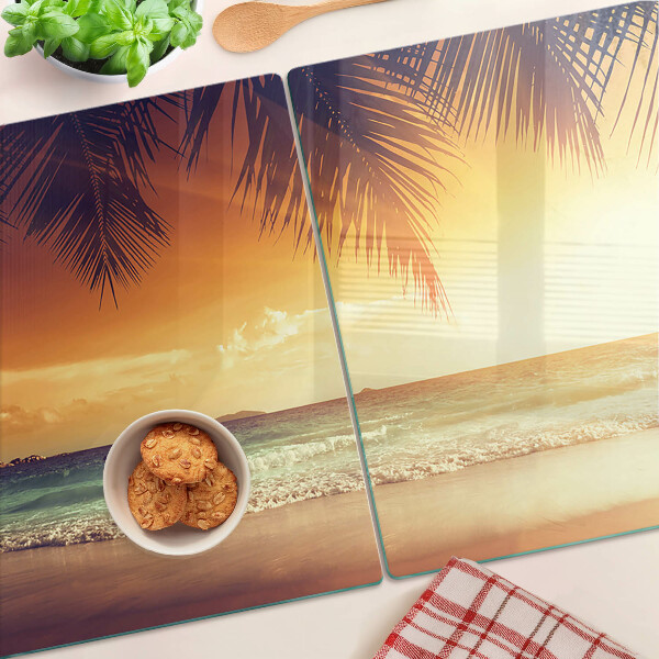 Planche à découper verre Coucher de soleil sur la plage