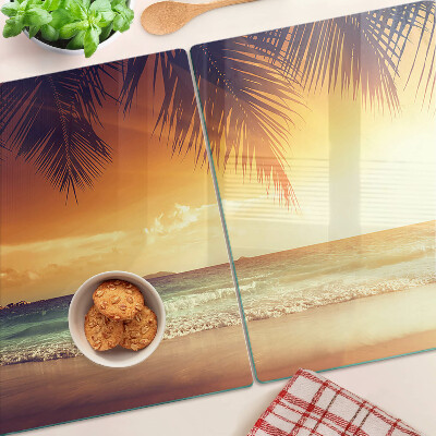 Planche à découper verre Coucher de soleil sur la plage
