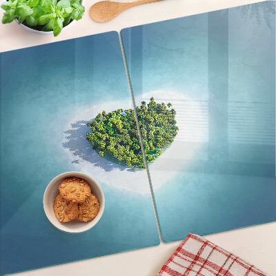 Planche à découper en verre Île avec des palmiers