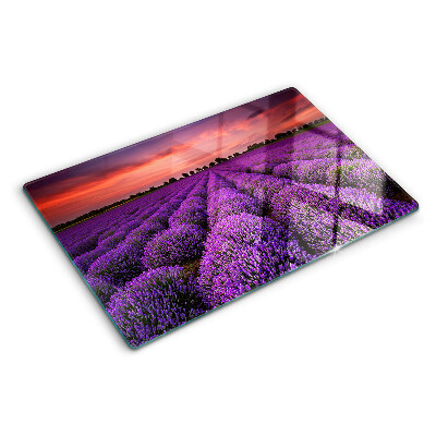 Planche à découper verre Champ de lavande au coucher du soleil