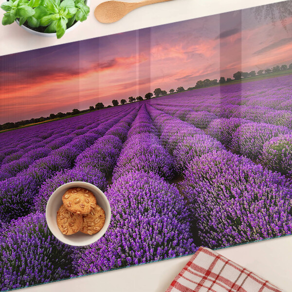 Planche à découper verre Champ de lavande au coucher du soleil