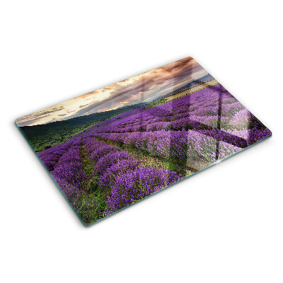Planche à découper en verre Champ de lavande au coucher du soleil