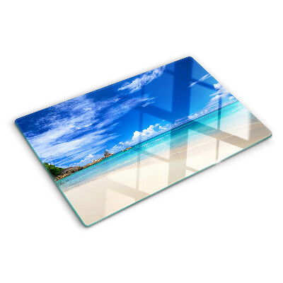 Planche à découper verre Plage tropicale avec ciel bleu
