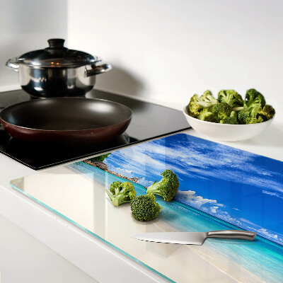 Planche à découper verre Plage tropicale avec ciel bleu