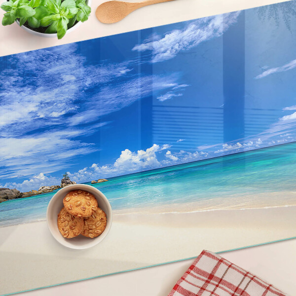 Planche à découper verre Plage tropicale avec ciel bleu
