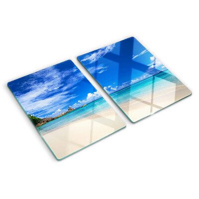 Planche à découper verre Plage tropicale avec ciel bleu