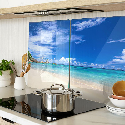 Planche à découper verre Plage tropicale avec ciel bleu