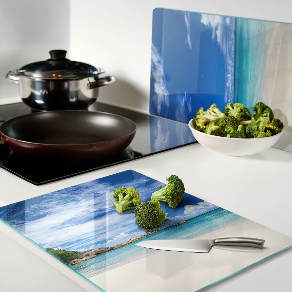 Planche à découper verre Plage tropicale avec ciel bleu