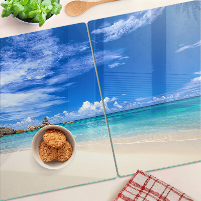 Planche à découper verre Plage tropicale avec ciel bleu