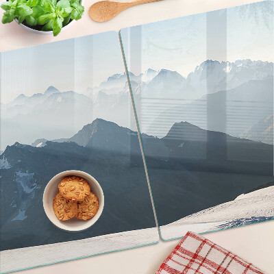 Planche à découper verre Paysage de montagne dans les nuages