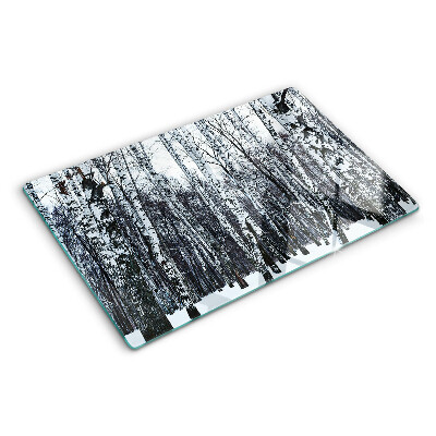 Planche à découper en verre Forêt d'hiver avec des bouleaux