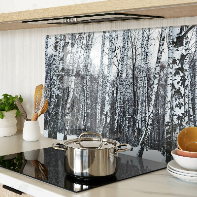 Planche à découper en verre Forêt d'hiver avec des bouleaux