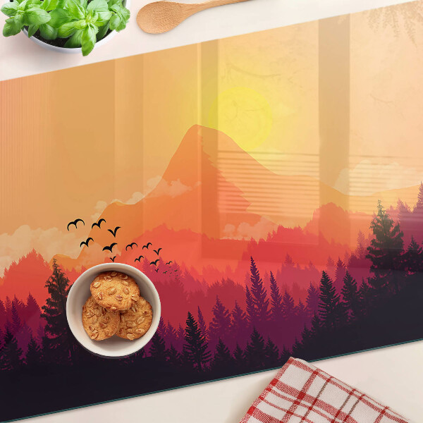 Planche à découper verre Paysage de montagne au coucher du soleil