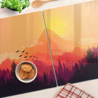Planche à découper verre Paysage de montagne au coucher du soleil