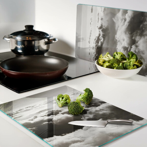 Planche à découper en verre Nuages en nuances de gris
