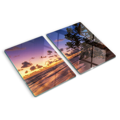 Planche à découper verre Coucher de soleil sur la plage